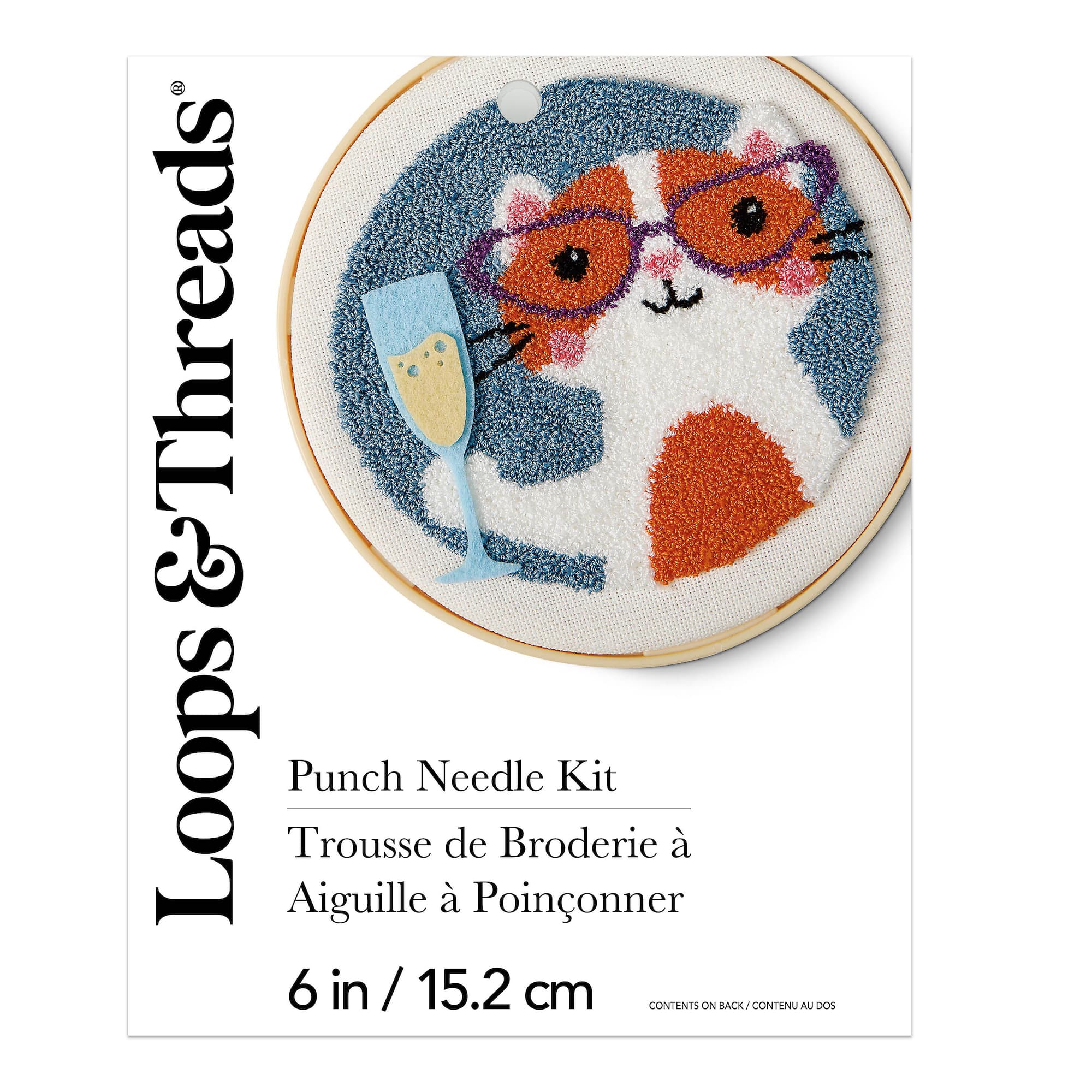 6" Cat with Bubbly Punch Needle Kit with Hoop by Loops & Threads®